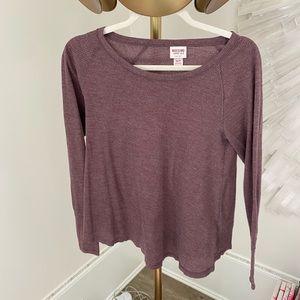 Maroon long sleeve waffle top